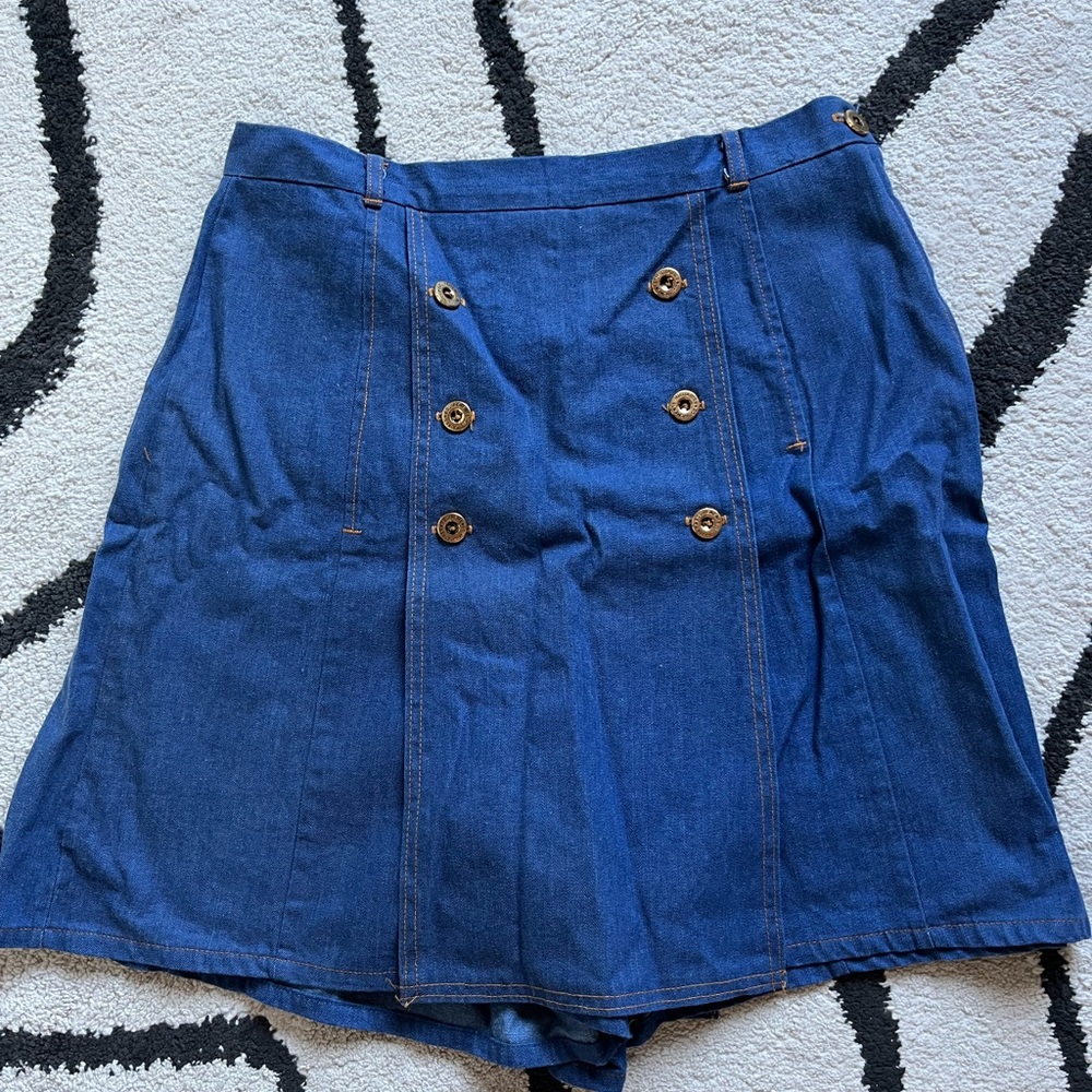 High waisted jean skort / skirt w shorts